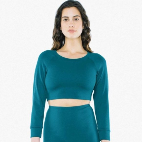 American Apparel Ponte 3/4 Sleeve Raglan Crop Top